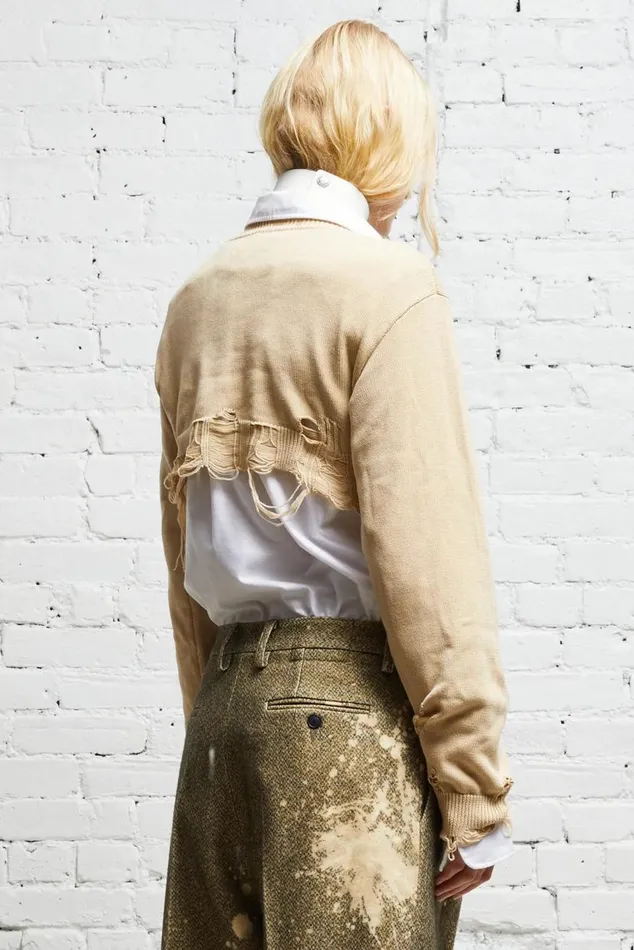 DESTROYED CROPPED PULLOVER 8211 KHAKI Women R13 Sweaters