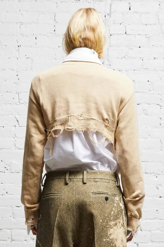 DESTROYED CROPPED PULLOVER 8211 KHAKI Women R13 Sweaters