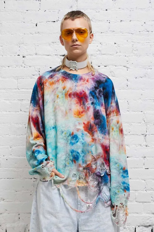 DESTROYED OVERSIZED PULLOVER 8211 PRINTED TIEDYE Women R13 Sweaters