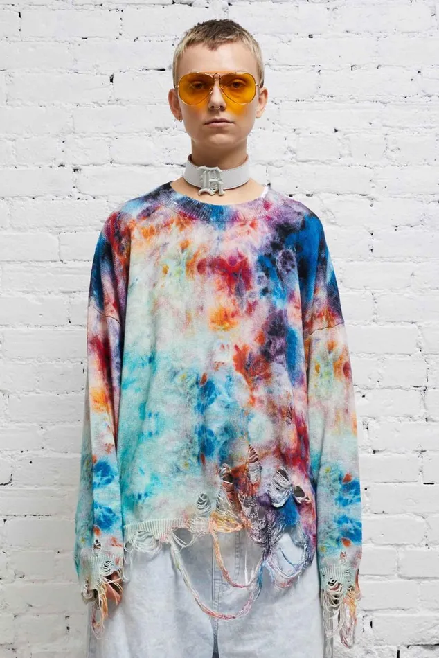 DESTROYED OVERSIZED PULLOVER 8211 PRINTED TIEDYE Women R13 Sweaters