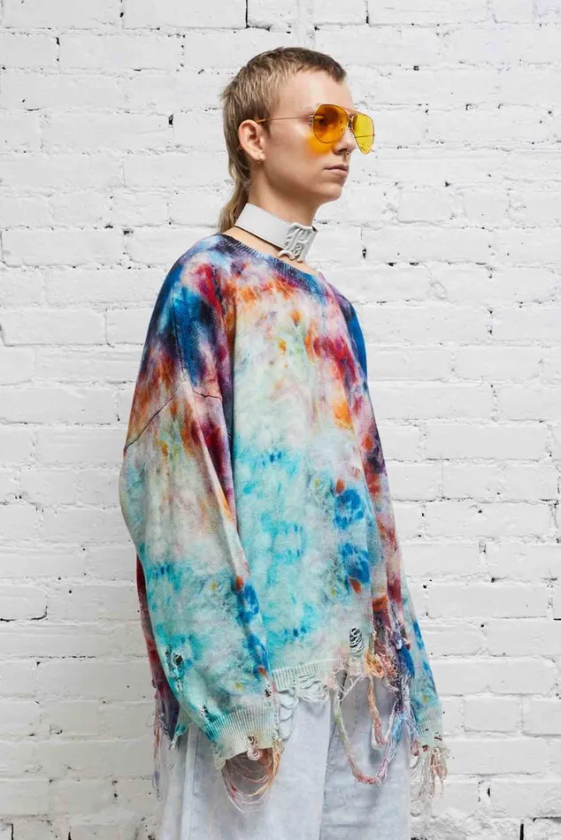 DESTROYED OVERSIZED PULLOVER 8211 PRINTED TIEDYE Women R13 Sweaters
