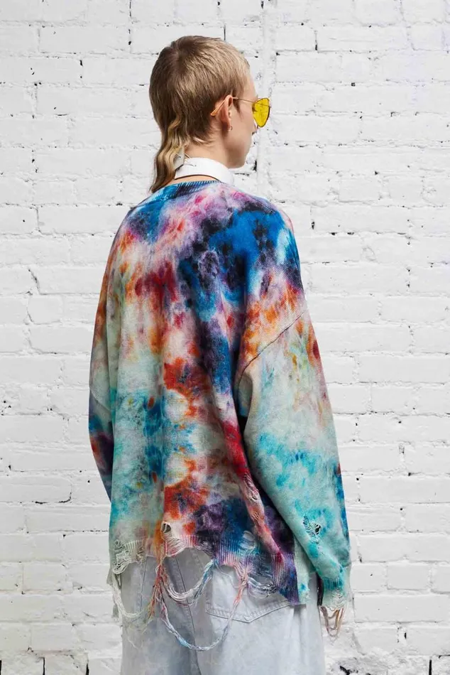 DESTROYED OVERSIZED PULLOVER 8211 PRINTED TIEDYE Women R13 Sweaters