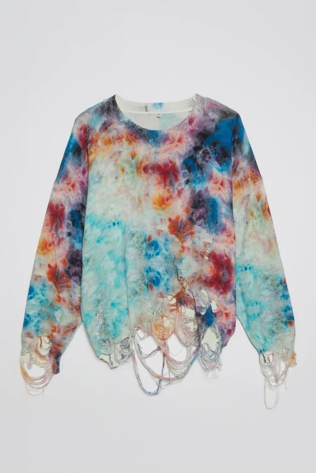 DESTROYED OVERSIZED PULLOVER 8211 PRINTED TIEDYE Women R13 Sweaters