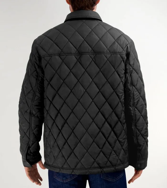 Diamond Quilted Jacket Black Men Cole Haan Cold Weather Jackets