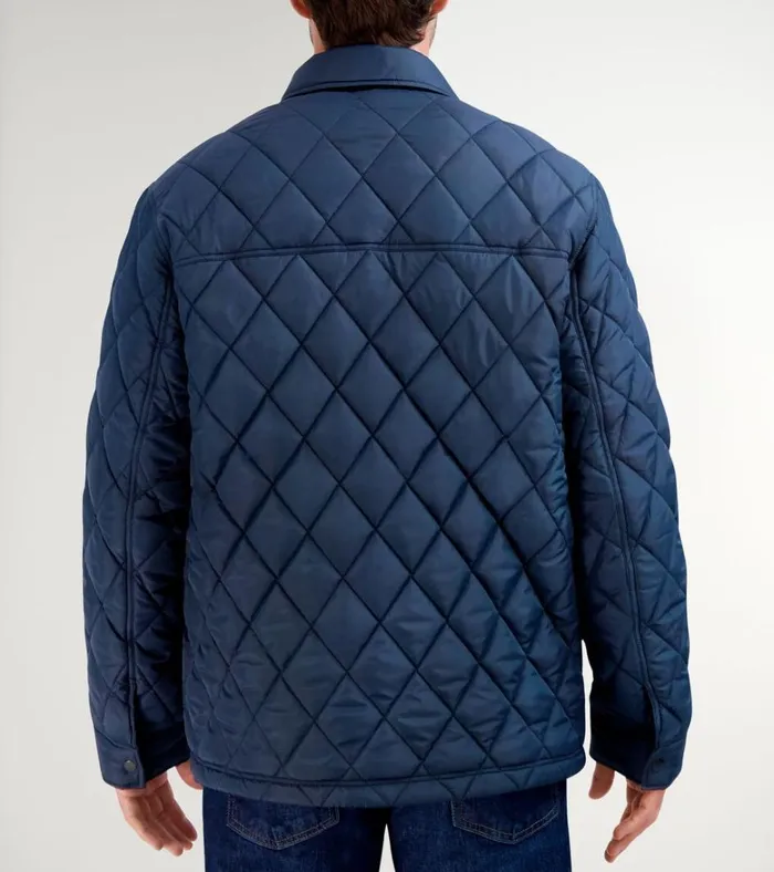 Diamond Quilted Jacket Navy Men Cole Haan Cold Weather Jackets