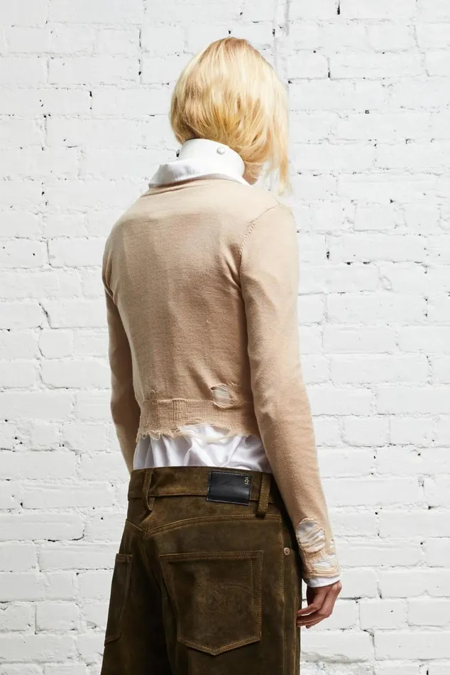 DISTRESSED BABY CARDIGAN 8211 TAN Women R13 Tops
