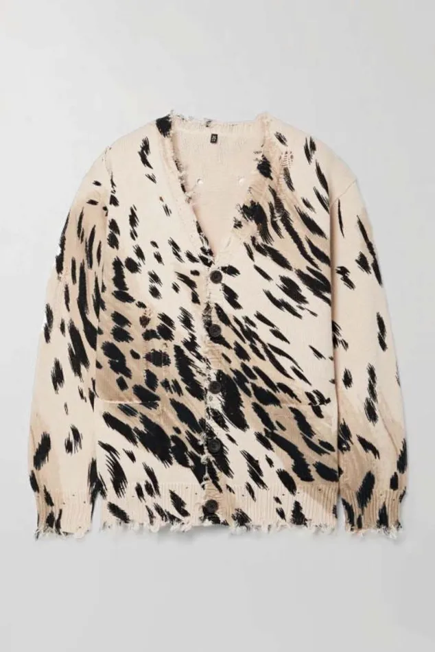DISTRESSED EDGE CARDIGAN 8211 CHEETAH Women R13 Sweaters