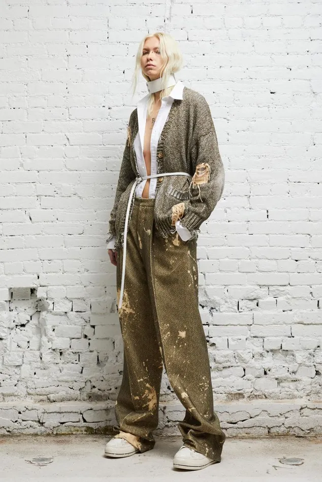 DISTRESSED JUMBO CARDIGAN 8211 PRINTED TWEED Women R13 Sweaters
