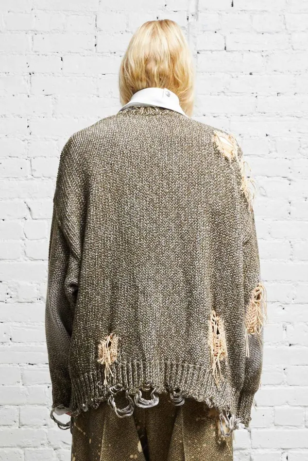 DISTRESSED JUMBO CARDIGAN 8211 PRINTED TWEED Women R13 Sweaters