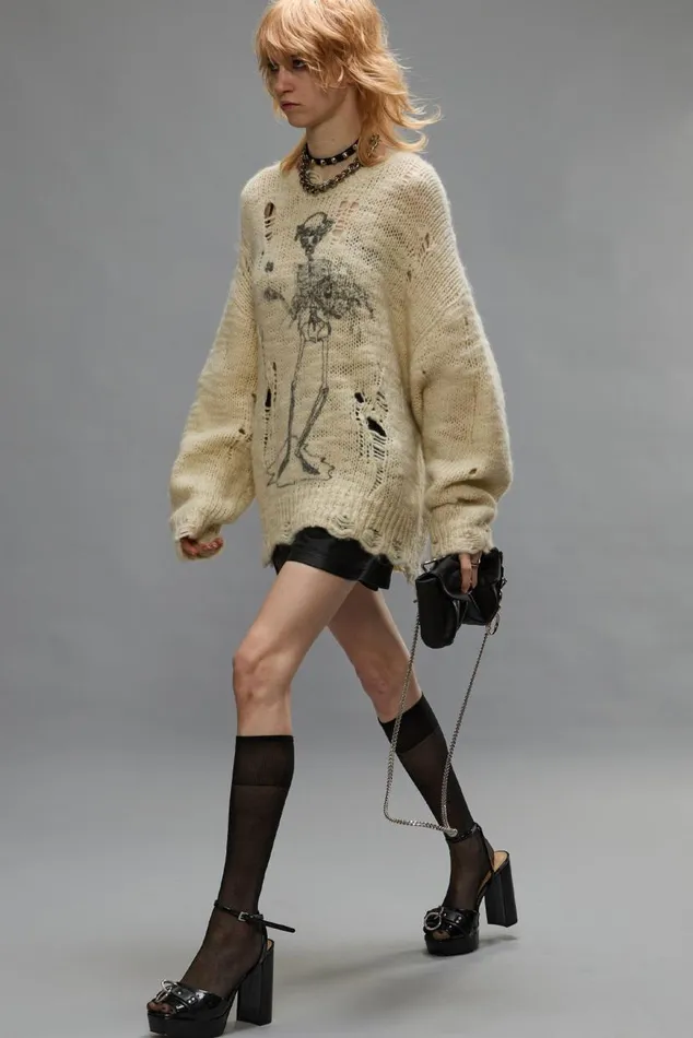 DISTRESSED SWEATER 8211 CREAM Women R13 Sweaters