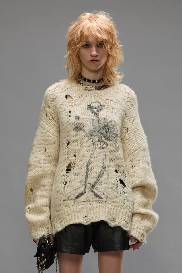 DISTRESSED SWEATER 8211 CREAM Women R13 Sweaters