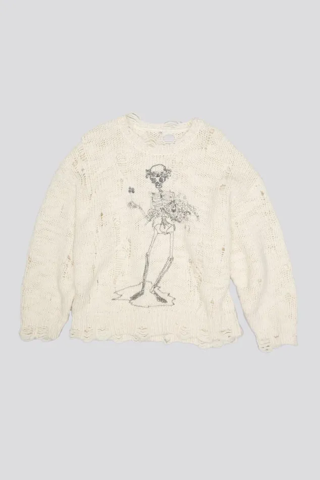 DISTRESSED SWEATER 8211 CREAM Women R13 Sweaters