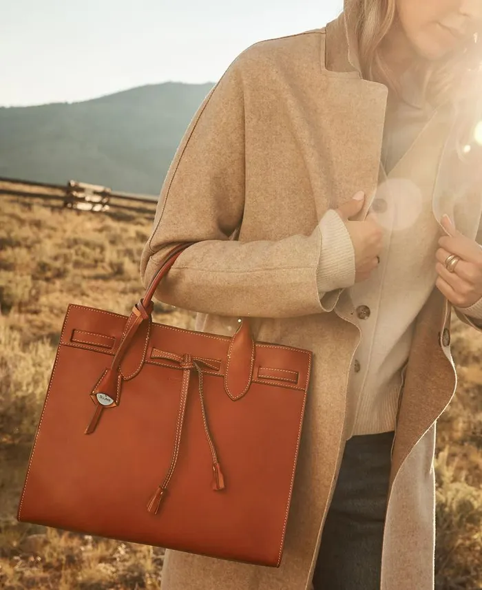 Dooney and Bourke Alto Large Tassel Bag Saddle WomenMen Totes