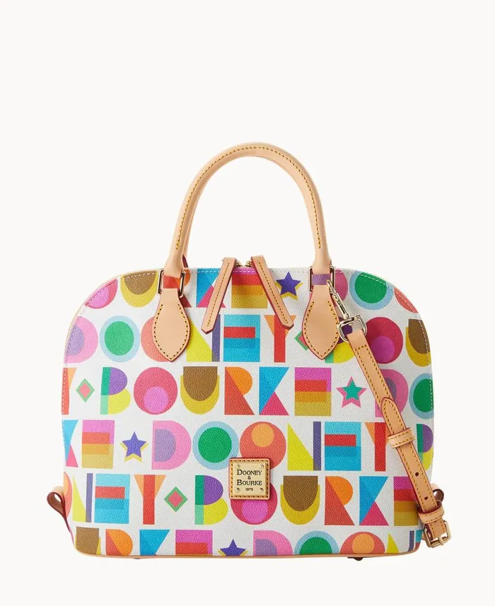 Dooney and Bourke Art Deco Zip Zip Satchel White WomenMen Satchels