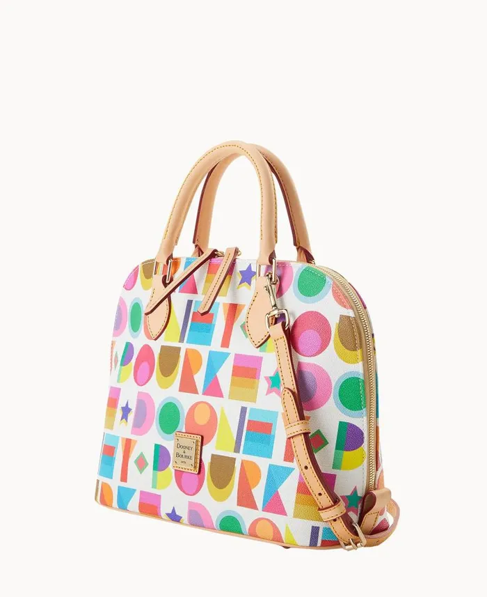 Dooney and Bourke Art Deco Zip Zip Satchel White WomenMen Satchels