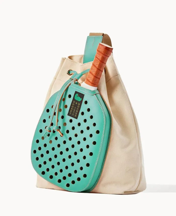 Dooney and Bourke Canvas Pickleball Sling Natural Aqua WomenMen Shoulder Bags Dooney and Bourke Canvas Pickleball Sling Natural Aqua WomenMen Shoulder Bags