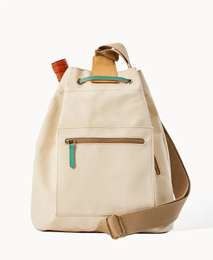 Dooney and Bourke Canvas Pickleball Sling Natural Aqua WomenMen Shoulder Bags Dooney and Bourke Canvas Pickleball Sling Natural Aqua WomenMen Shoulder Bags