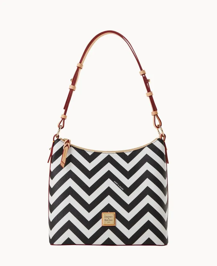 Dooney and Bourke Chevron Hobo Black WomenMen Shoulder Bags