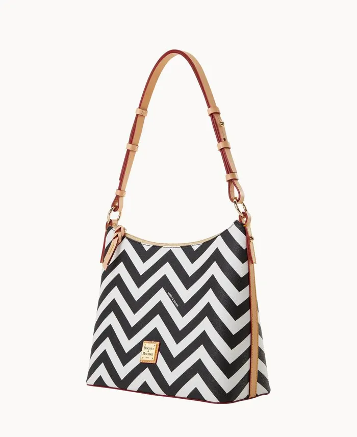 Dooney and Bourke Chevron Hobo Black WomenMen Shoulder Bags