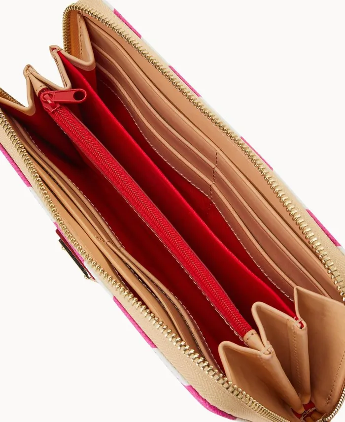Dooney and Bourke Chevron Large Zip Around Wallet Fuchsia WomenMen Wallets