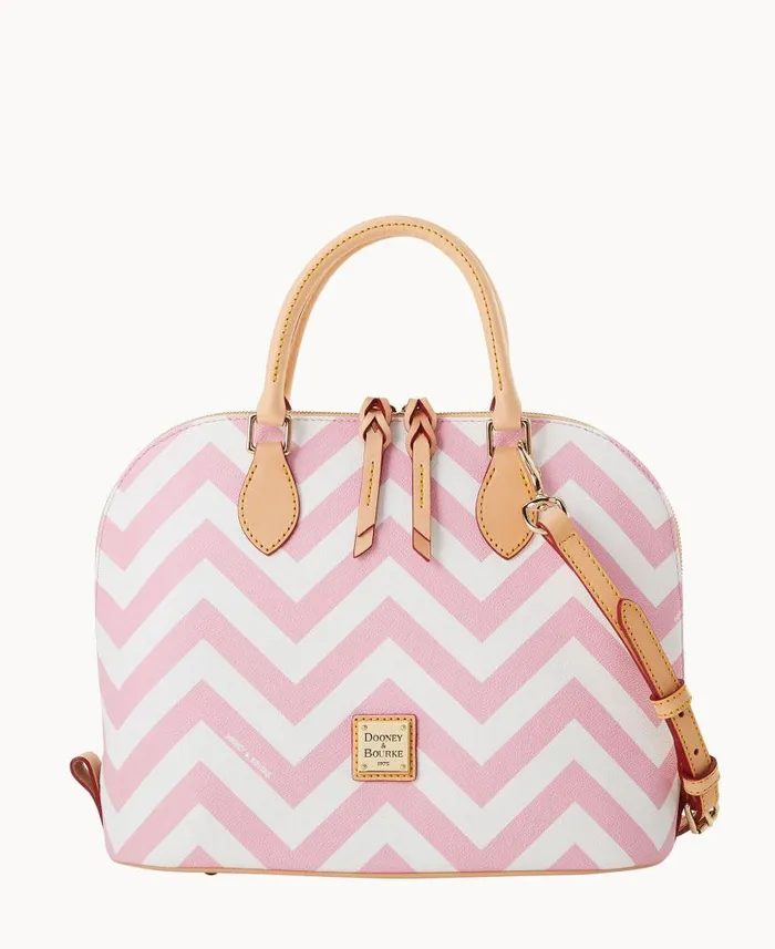 Dooney and Bourke Chevron Zip Zip Satchel Pink WomenMen Satchels
