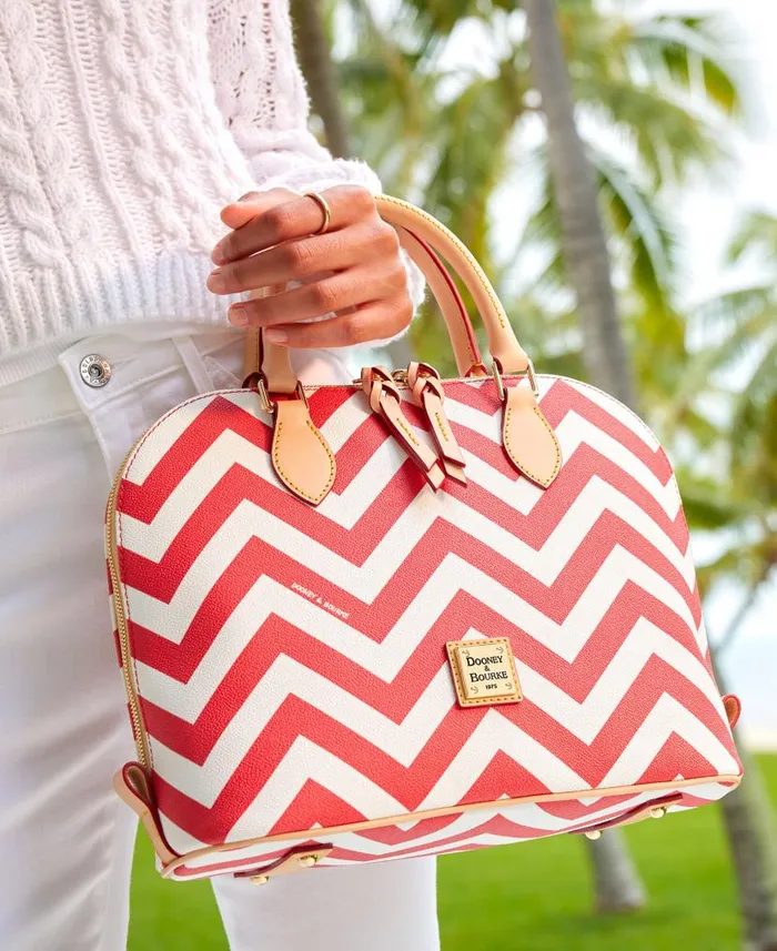 Dooney and Bourke Chevron Zip Zip Satchel Pink WomenMen Satchels