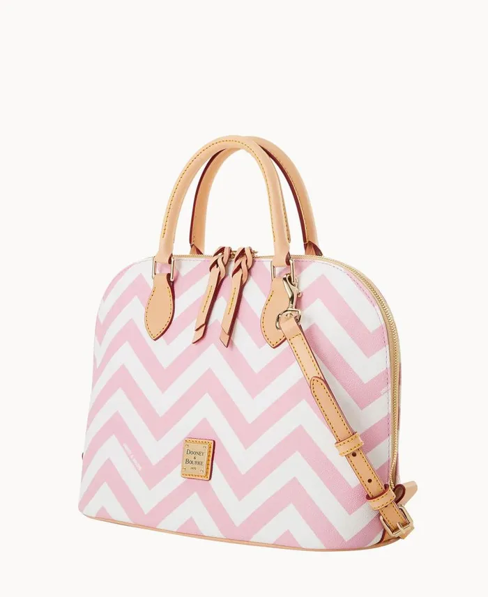 Dooney and Bourke Chevron Zip Zip Satchel Pink WomenMen Satchels