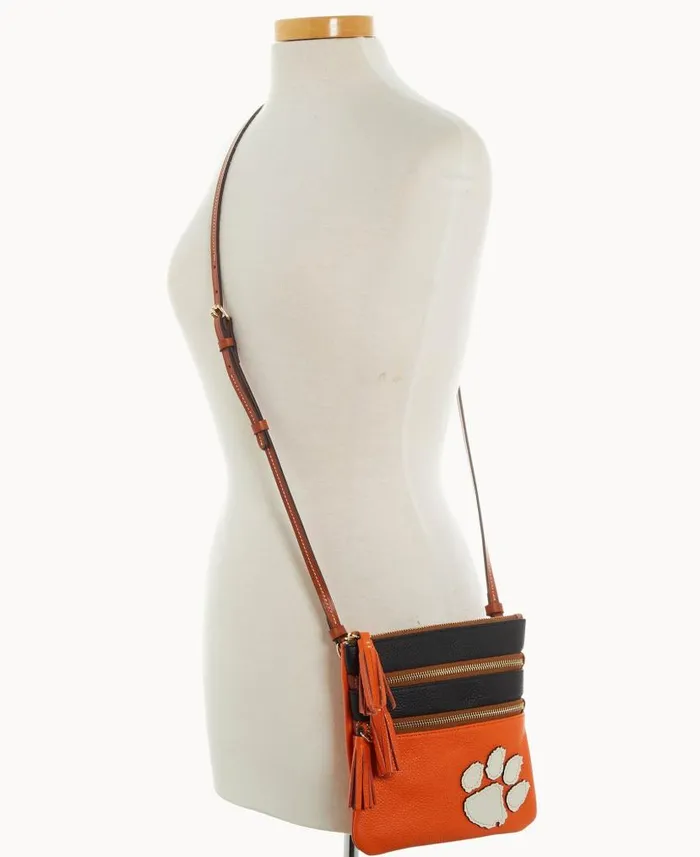 Dooney and Bourke Collegiate Clemson Triple Zip Crossbody Clemson WomenMen Crossbodies Dooney and Bourke Collegiate Clemson Triple Zip Crossbody Clemson WomenMen Crossbodies
