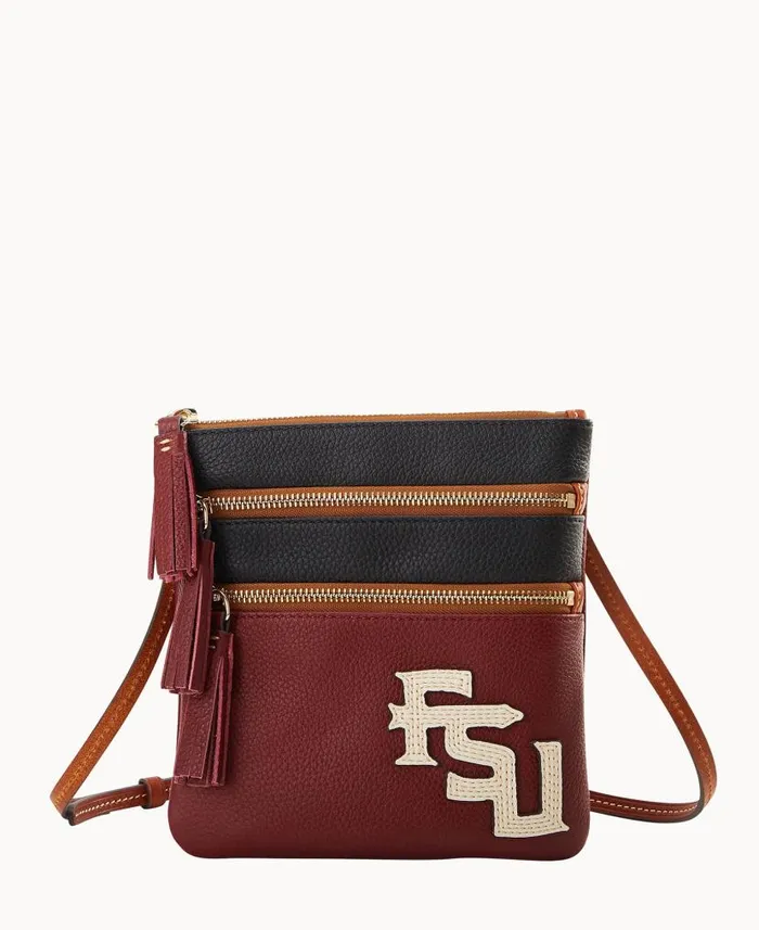 Dooney and Bourke Collegiate Florida State Triple Zip Crossbody Florida State WomenMen Crossbodies Dooney and Bourke Collegiate Florida State Triple Zip Crossbody Florida State WomenMen Crossbodies