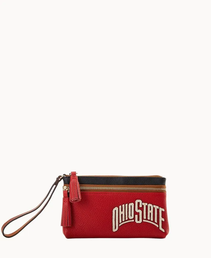 Dooney and Bourke Collegiate Ohio State Double Zip Wristlet Ohio State WomenMen Wallets Dooney and Bourke Collegiate Ohio State Double Zip Wristlet Ohio State WomenMen Wallets