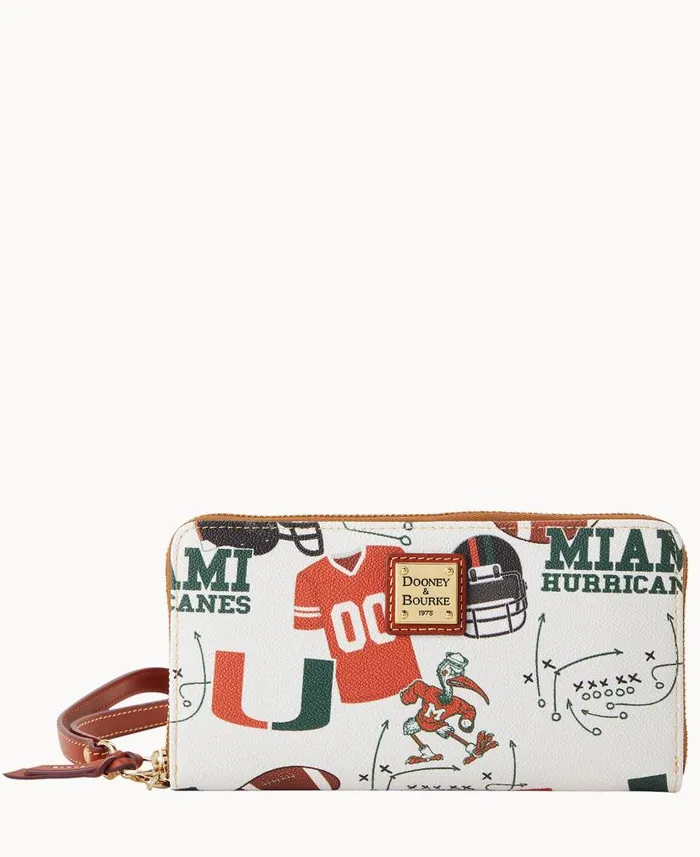 Dooney and Bourke Collegiate University Of Miami Large Zip Around Wristlet Miami WomenMen Wallets Dooney and Bourke Collegiate University Of Miami Large Zip Around Wristlet Miami WomenMen Wallets