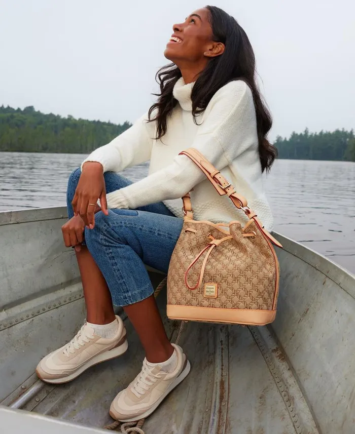Dooney and Bourke Maritime Drawstring Brown WomenMen Shoulder Bags