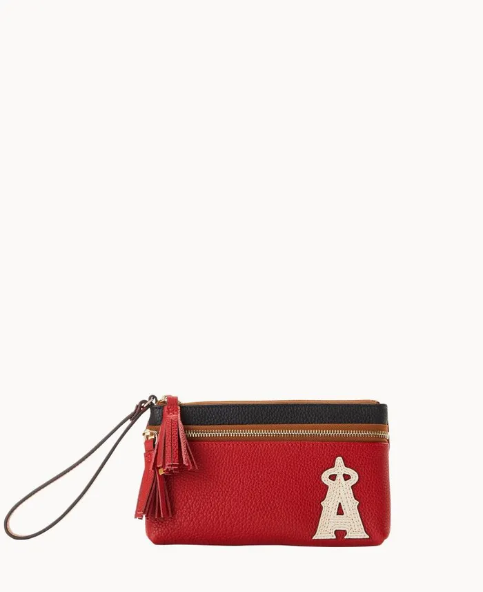 Dooney and Bourke MLB Angels Double Zip Wristlet Angels WomenMen Wallets