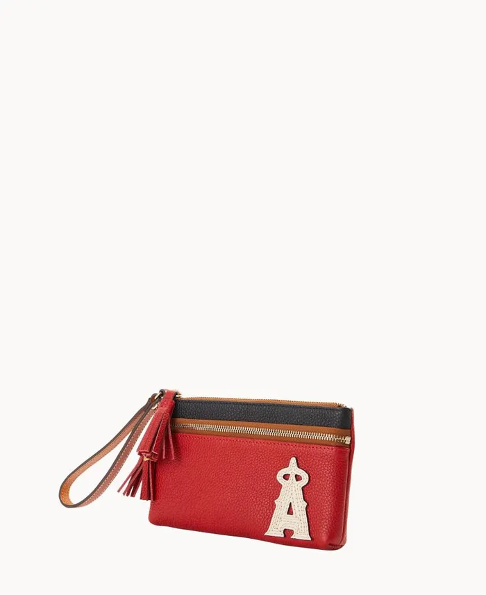 Dooney and Bourke MLB Angels Double Zip Wristlet Angels WomenMen Wallets