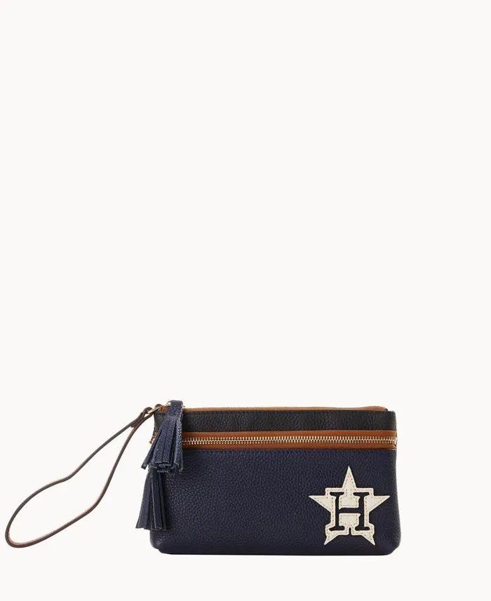 Dooney and Bourke MLB Astros Double Zip Wristlet Astros WomenMen Wallets