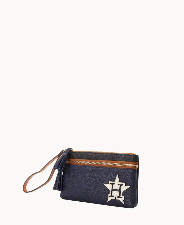 Dooney and Bourke MLB Astros Double Zip Wristlet Astros WomenMen Wallets