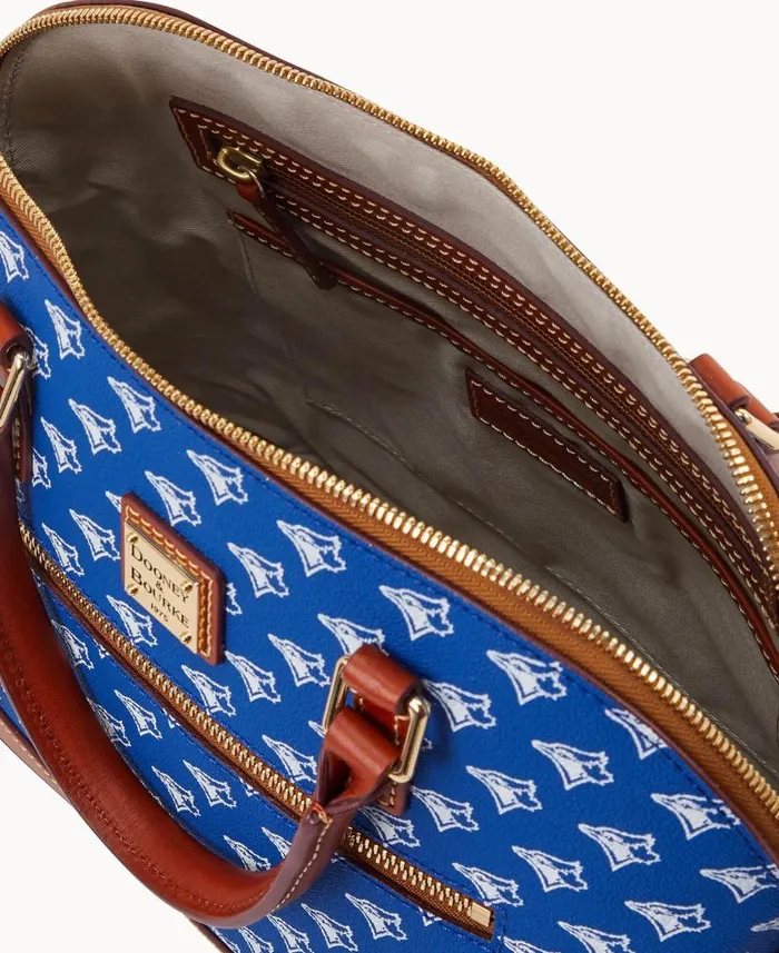 Dooney and Bourke MLB Blue Jays Domed Zip Satchel Blue Jays WomenMen Satchels Dooney and Bourke MLB Blue Jays Domed Zip Satchel Blue Jays WomenMen Satchels