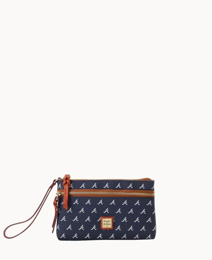 Dooney and Bourke MLB Braves Double Zip Wristlet Braves WomenMen Wallets