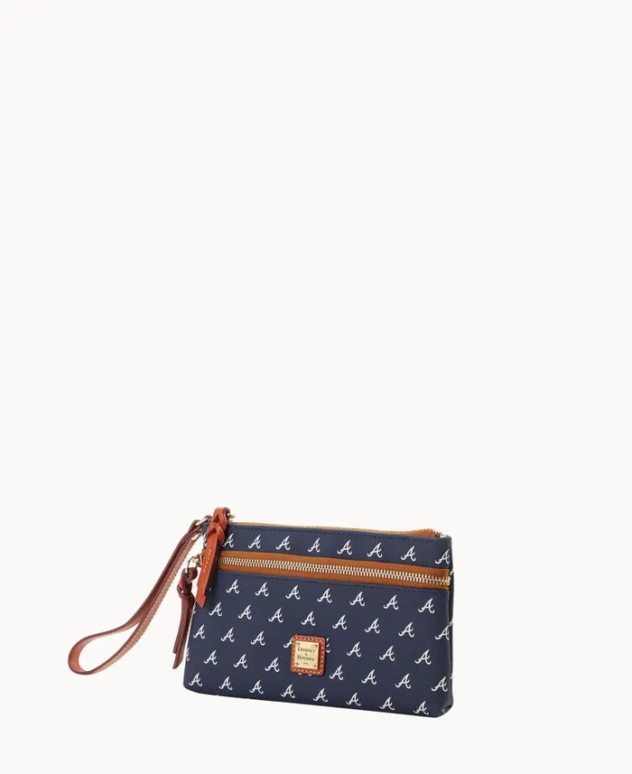 Dooney and Bourke MLB Braves Double Zip Wristlet Braves WomenMen Wallets