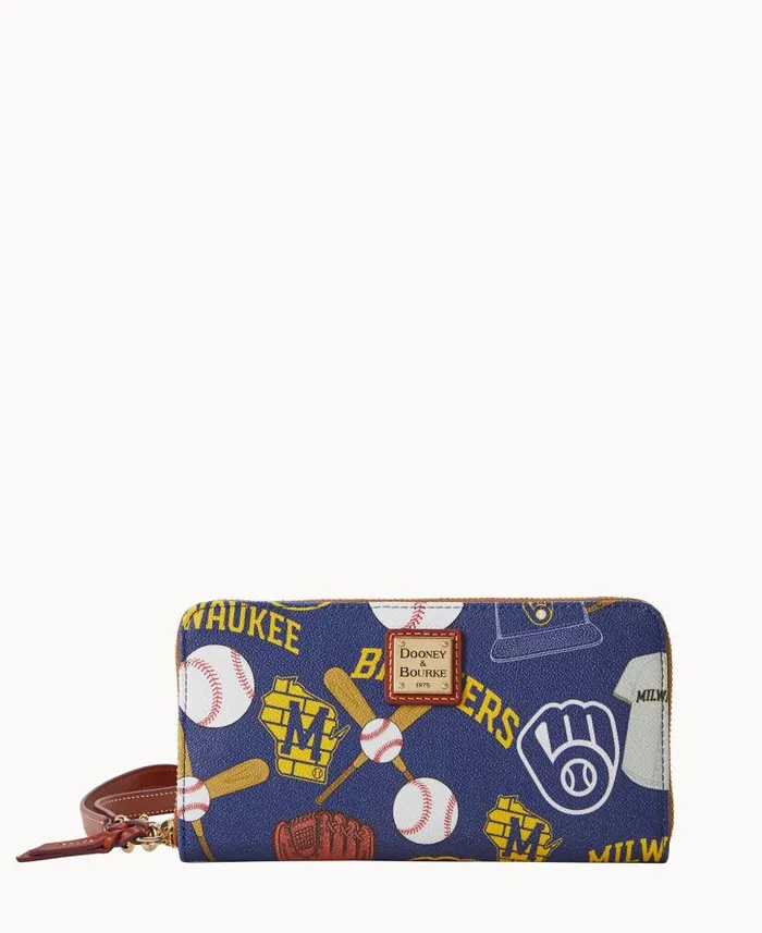 Dooney and Bourke MLB Brewers Large Zip Around Wristlet Brewers WomenMen Wallets Dooney and Bourke MLB Brewers Large Zip Around Wristlet Brewers WomenMen Wallets