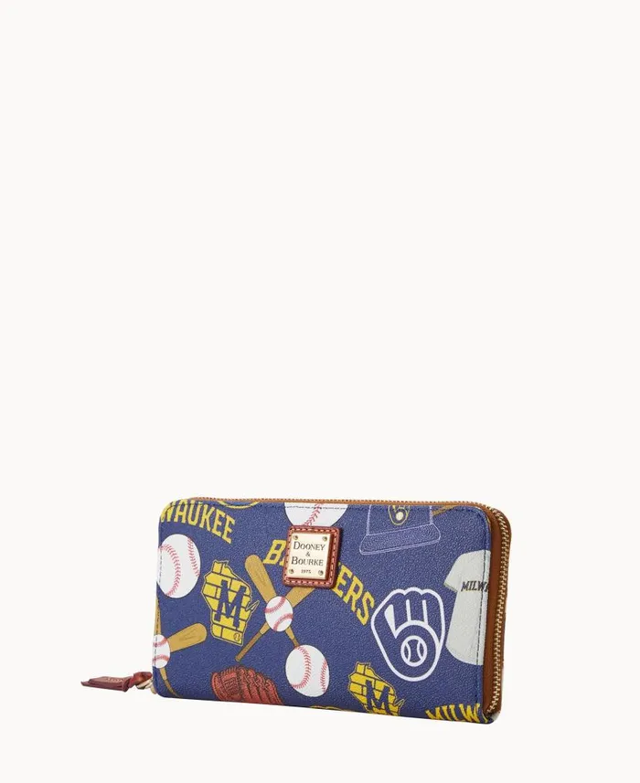 Dooney and Bourke MLB Brewers Large Zip Around Wristlet Brewers WomenMen Wallets Dooney and Bourke MLB Brewers Large Zip Around Wristlet Brewers WomenMen Wallets