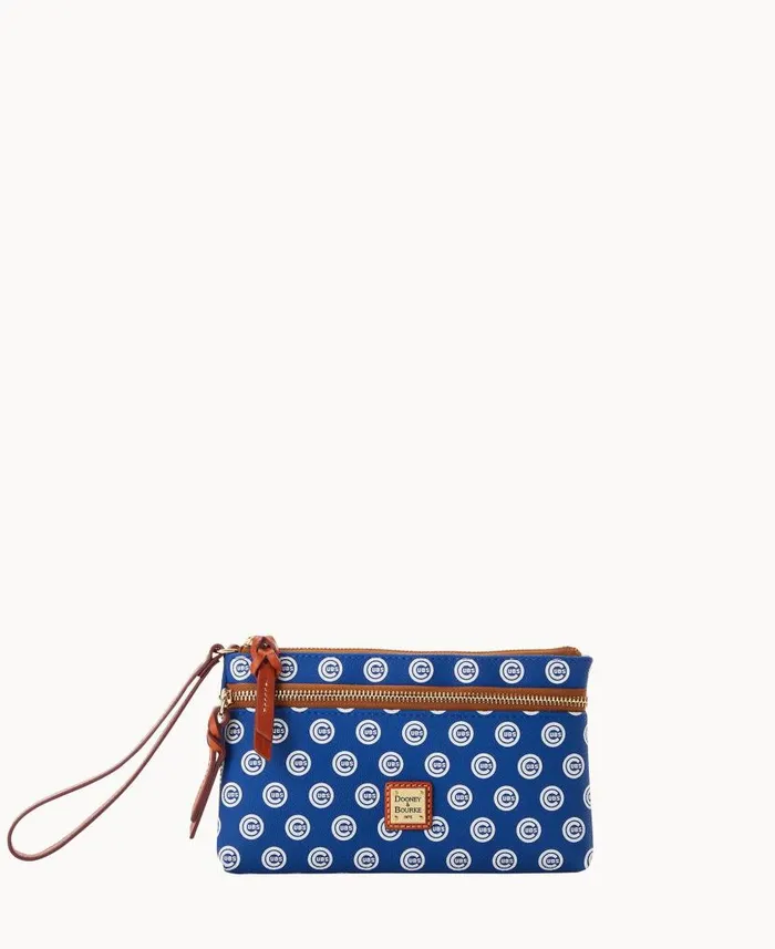 Dooney and Bourke MLB Cubs Double Zip Wristlet Chicago Cubs WomenMen Wallets