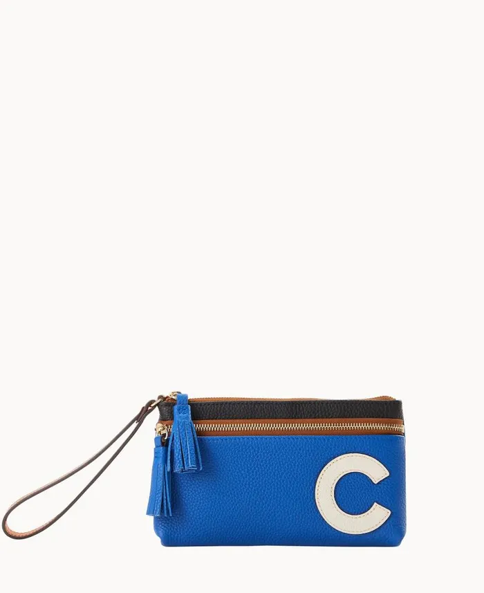 Dooney and Bourke MLB Cubs Double Zip Wristlet Cubs WomenMen Wallets