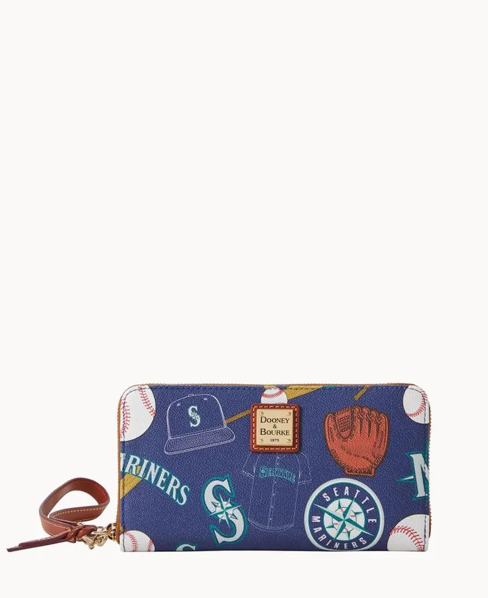 Dooney and Bourke MLB Mariners Large Zip Around Wristlet Mariners WomenMen Wallets