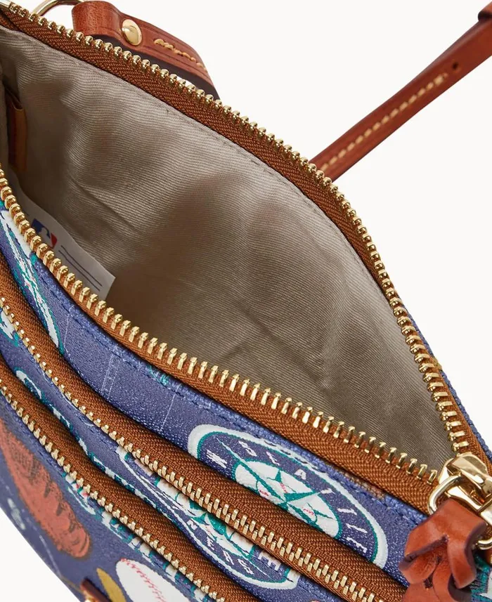 Dooney and Bourke MLB Mariners N S Triple Zip Crossbody Mariners WomenMen Crossbodies Dooney and Bourke MLB Mariners N S Triple Zip Crossbody Mariners WomenMen Crossbodies