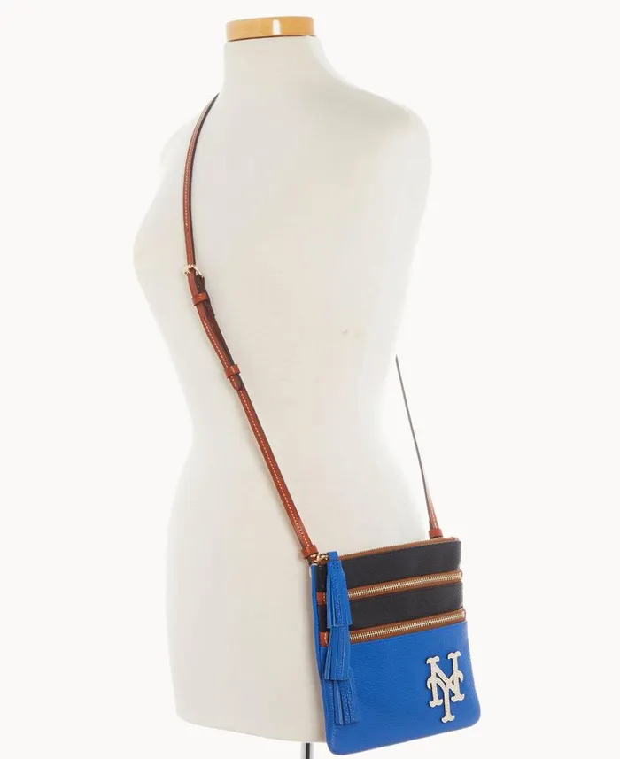 Dooney and Bourke MLB Mets Triple Zip Crossbody Mets WomenMen Crossbodies