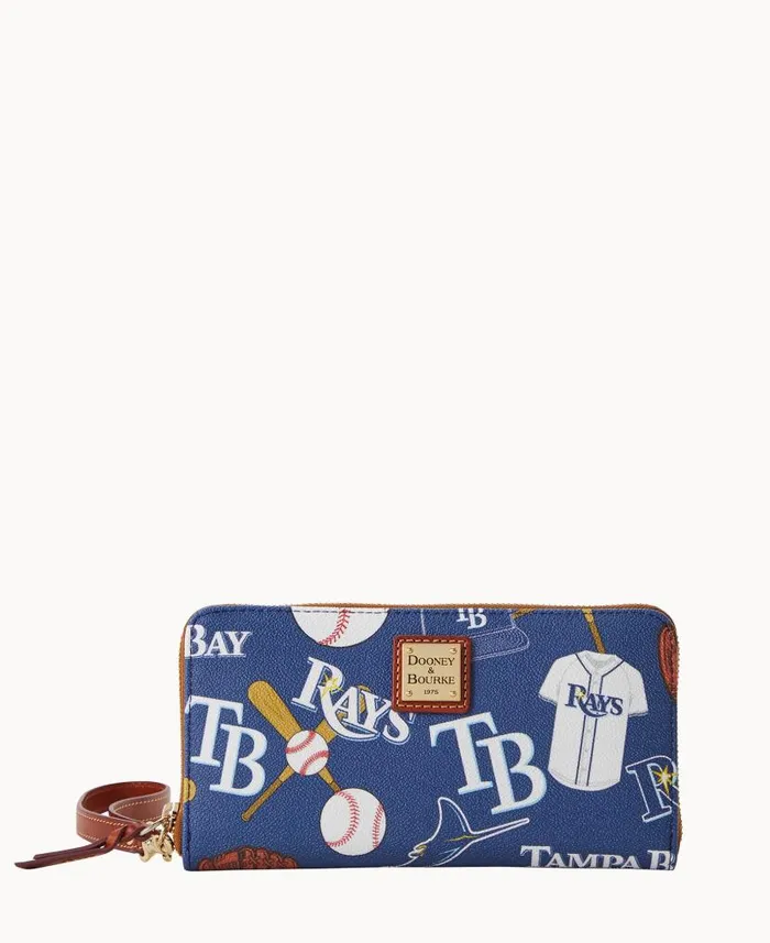 Dooney and Bourke MLB Rays Large Zip Around Wristlet Rays WomenMen Wallets