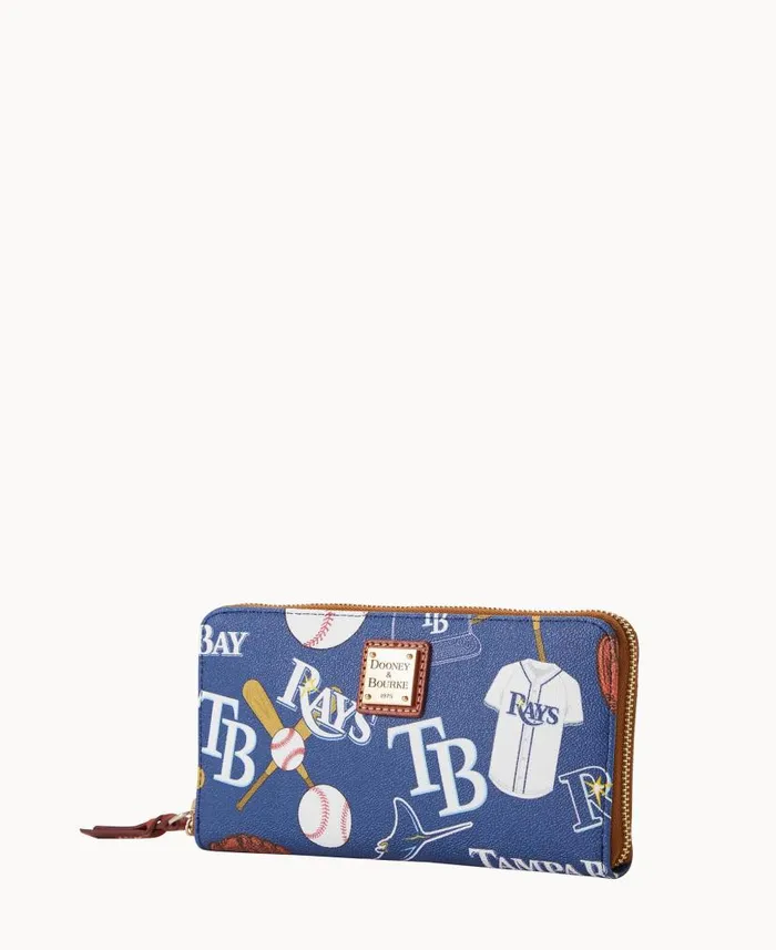 Dooney and Bourke MLB Rays Large Zip Around Wristlet Rays WomenMen Wallets