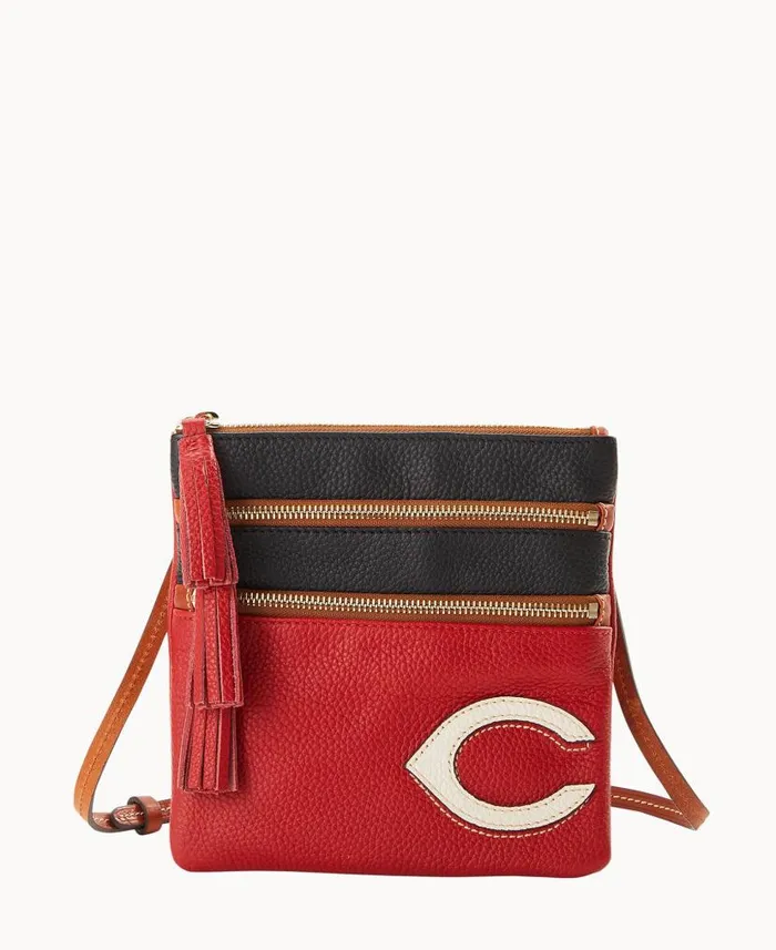 Dooney and Bourke MLB Reds Triple Zip Crossbody Reds WomenMen Crossbodies