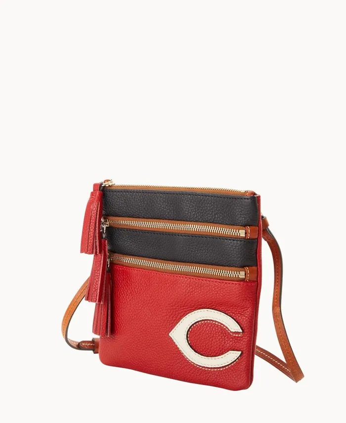Dooney and Bourke MLB Reds Triple Zip Crossbody Reds WomenMen Crossbodies